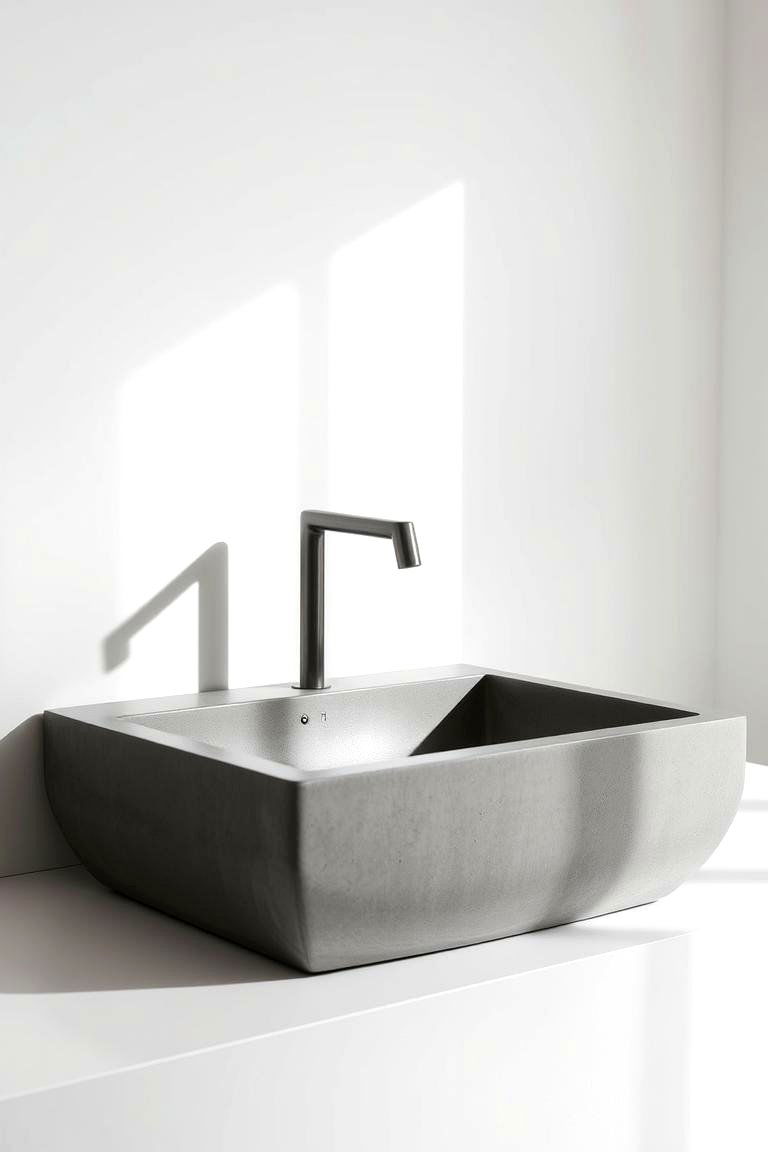 Exposed Concrete Sink Basins - 24 Concrete Bathroom Ideas