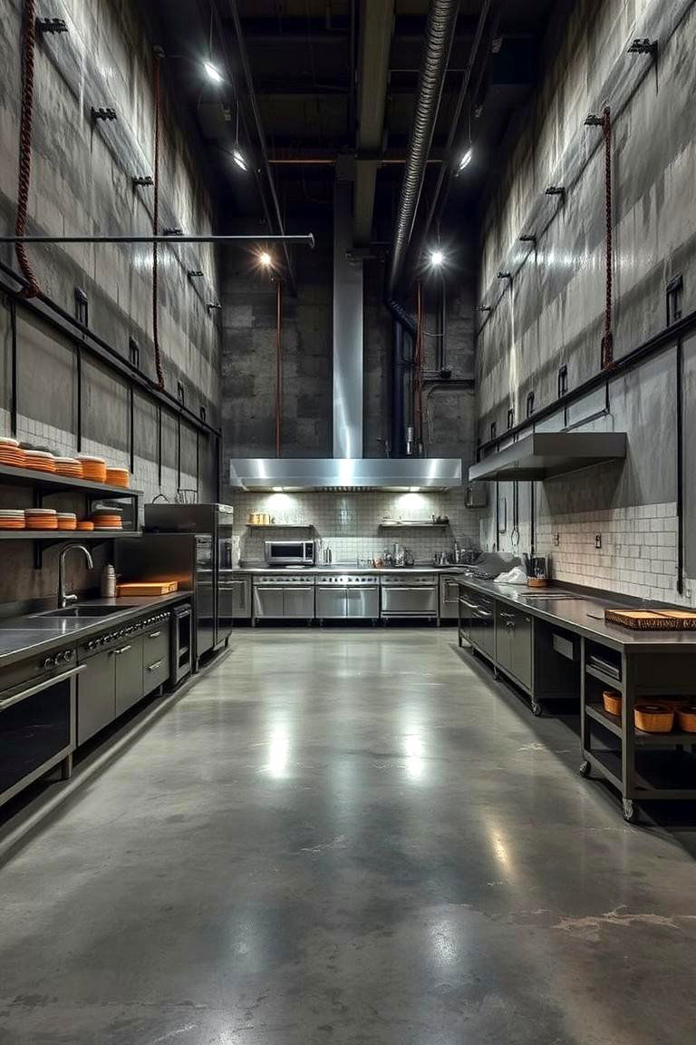 Exposed Concrete Walls - 24 Industrial Kitchen Ideas
