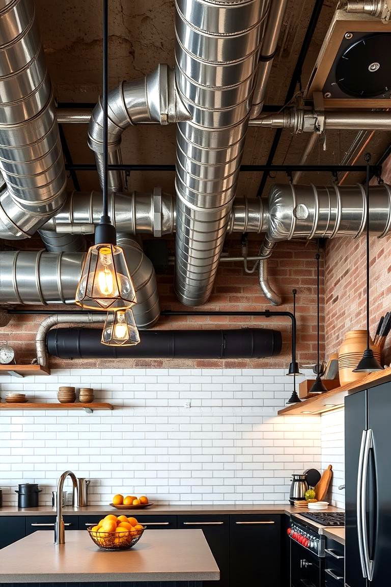 Exposed Ductwork Decor - 24 Dirty Kitchen Ideas