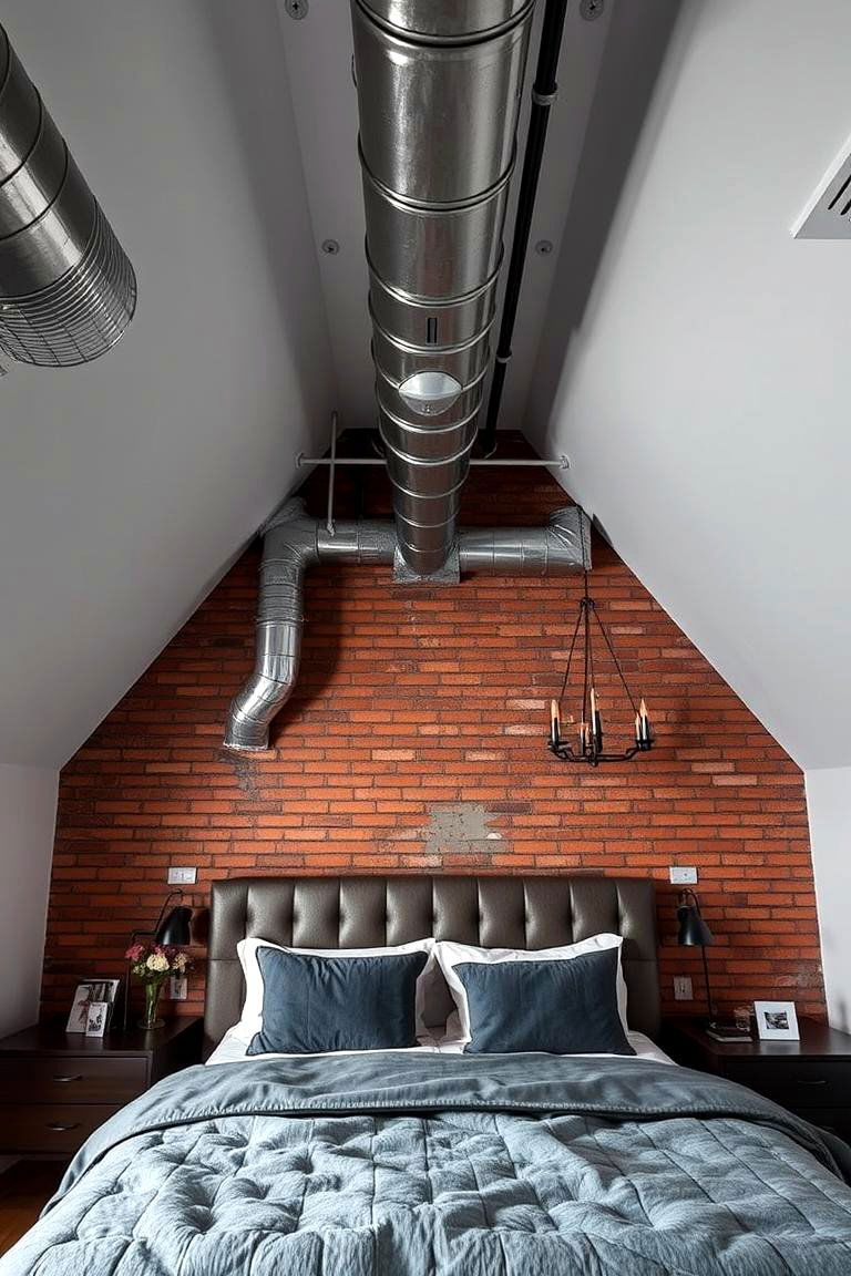 Exposed Ductwork Drama - 24 Industrial Bedroom Ideas