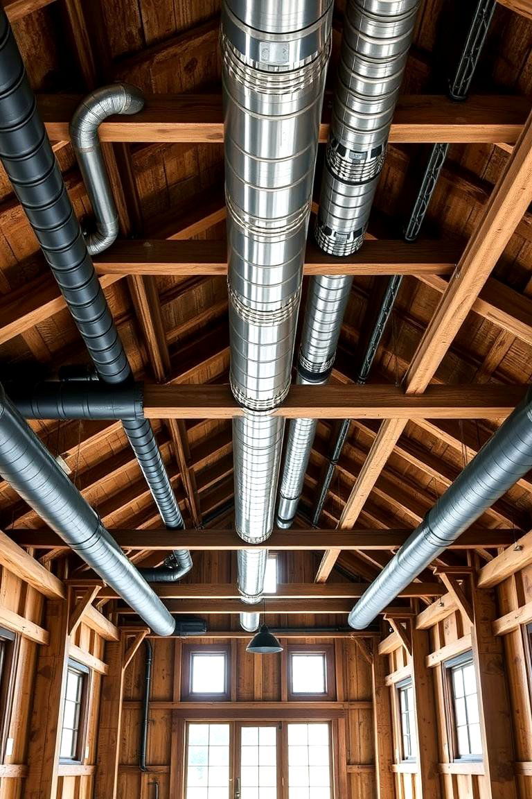 Exposed Ductwork and Piping - 24 Rustic Barndominium Interior Design Ideas