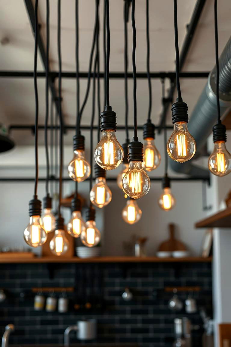 Exposed Light Bulbs - 24 Industrial Kitchen Ideas