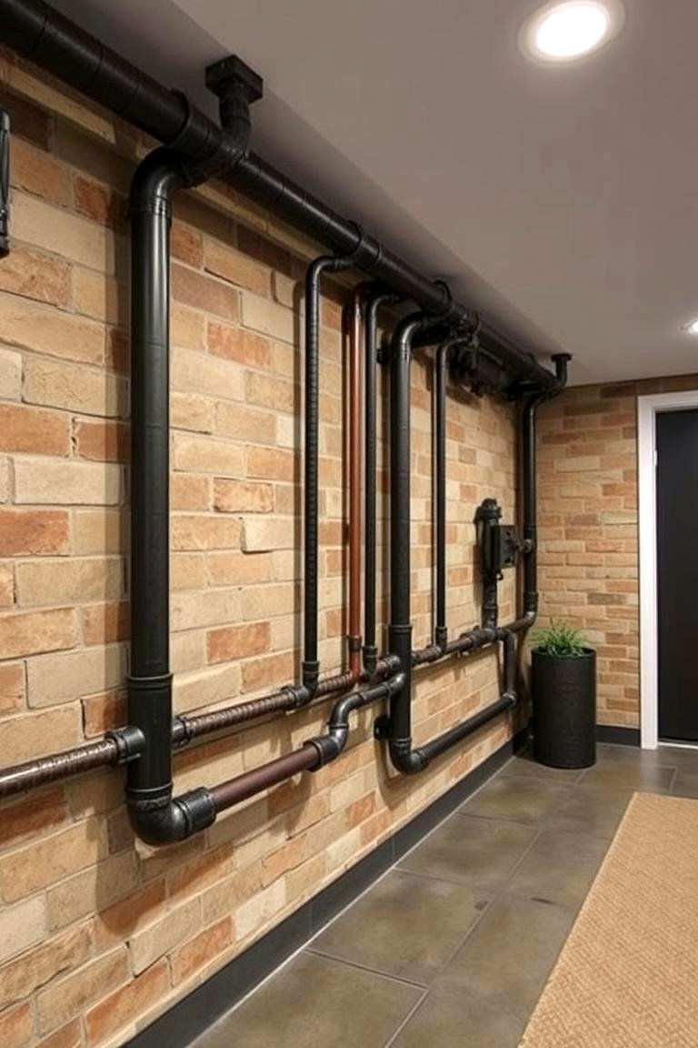 Exposed Pipe Wall - 24 Basement Accent Wall Ideas