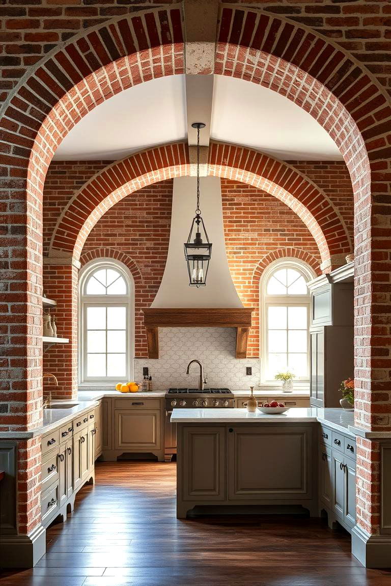Exposed Red Brick Archways - 24 Red Brick Kitchen Ideas