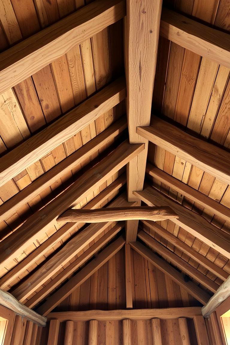 Exposed Rustic Wooden Beams - 24 Shed Ceiling Ideas