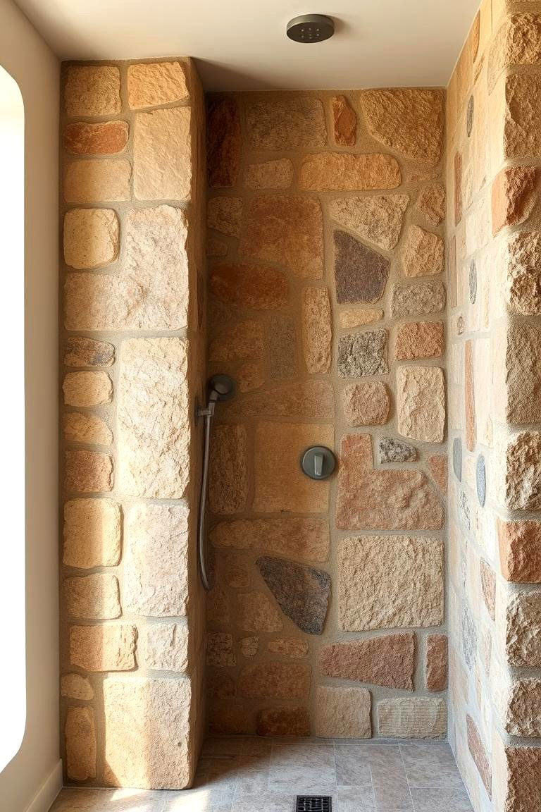 Exposed Stone Walls - 24 Stone Shower Design Ideas