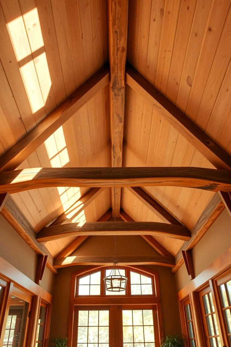 Exposed Wood Beam Elegance - 24 Sunroom Ceiling Ideas