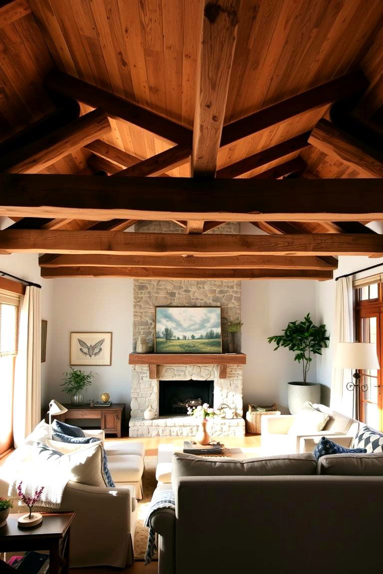 Exposed Wooden Beams - 24 Rustic Living Room Ideas