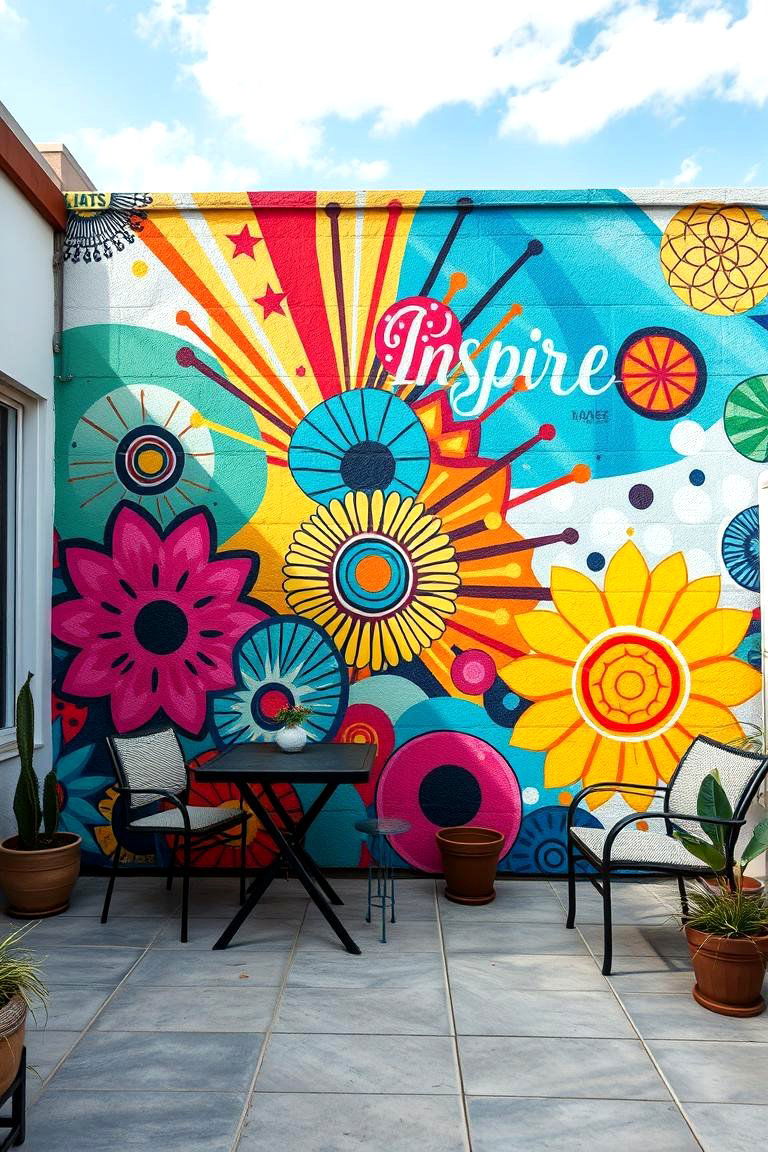 Expressive Outdoor Mural Statement - 24 Boho Patio Ideas