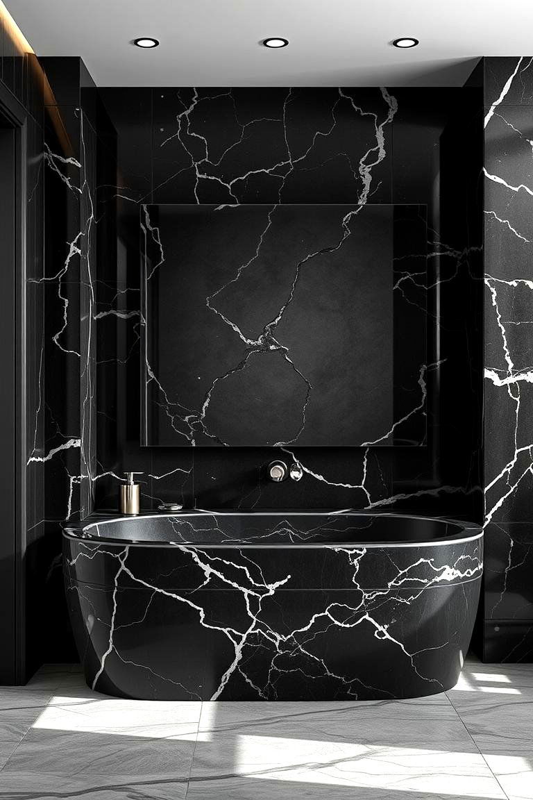 Exquisite Edge Detailing - 24 Black Marble Bathrooms