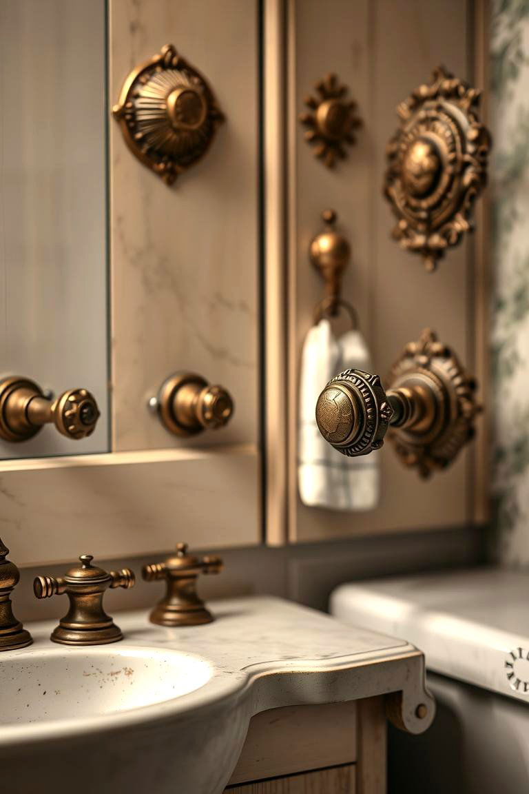 Exquisite Vintage Hardware Enhancing Style - 24 Victorian Bathroom Ideas