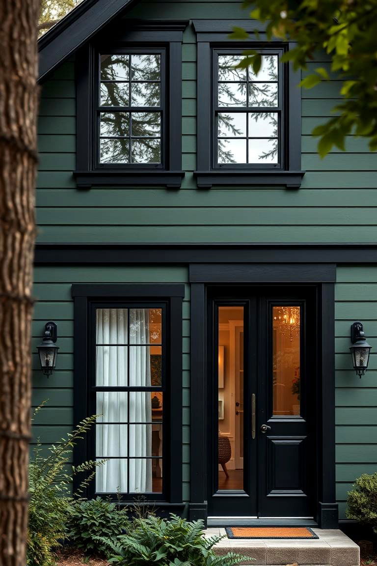 Exquisite Window and Door Frames - 24 Forest Green House With Black Trim
