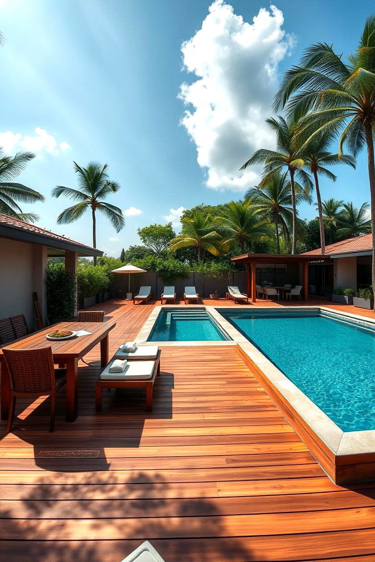 Extended Decking Delight - 24 Pool Landscaping Ideas
