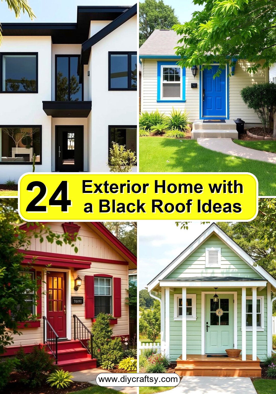 Exterior Home with a Black Roof Ideas