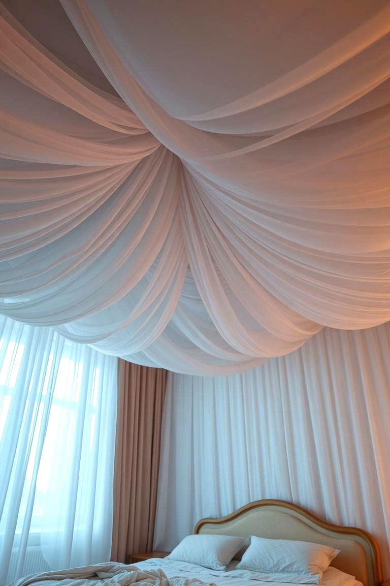 Fabric Draped Ceilings Romantic and Dreamy Atmosphere - 24 Bedroom Ceiling Ideas