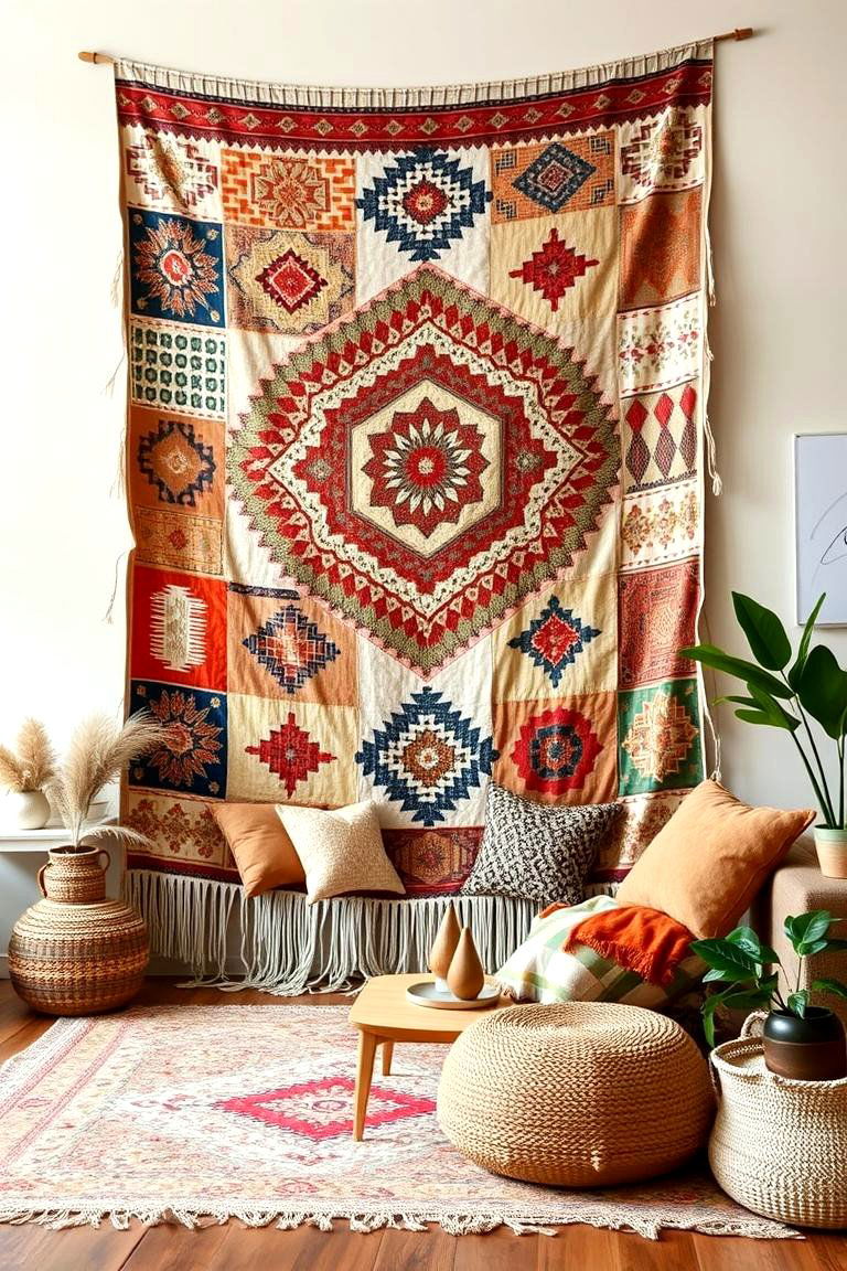 Fabric Geometric Wall Hanging - 24 Geometric Accent Wall Ideas