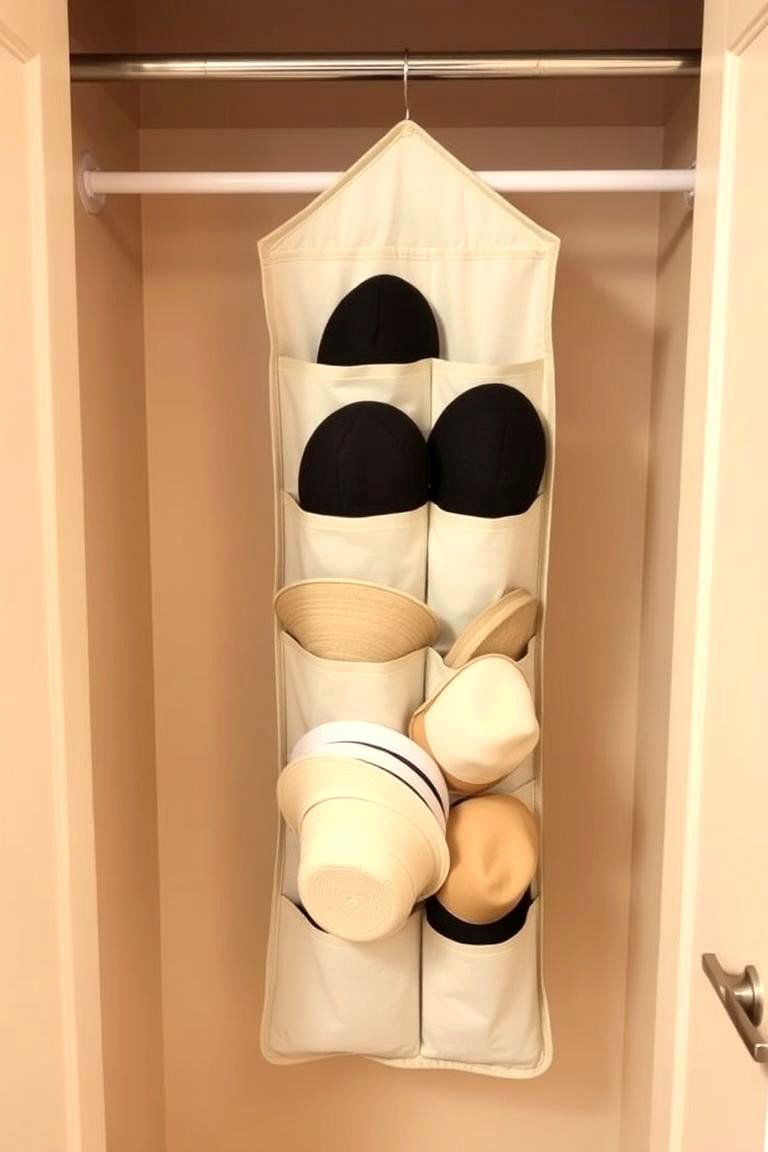Fabric Hanging Hat Organizer - 24 Hat Rack Ideas
