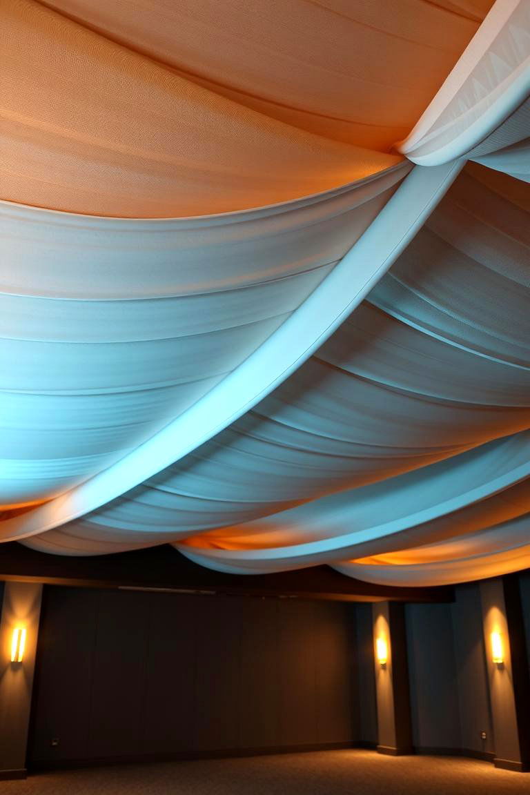 Fabric Panels for Softness and Elegance - 24 Basement Ceiling Ideas