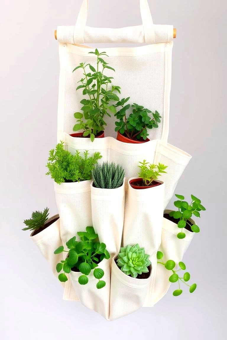 Fabric Pocket Plant Hanger - 24 Indoor Plant Wall Ideas