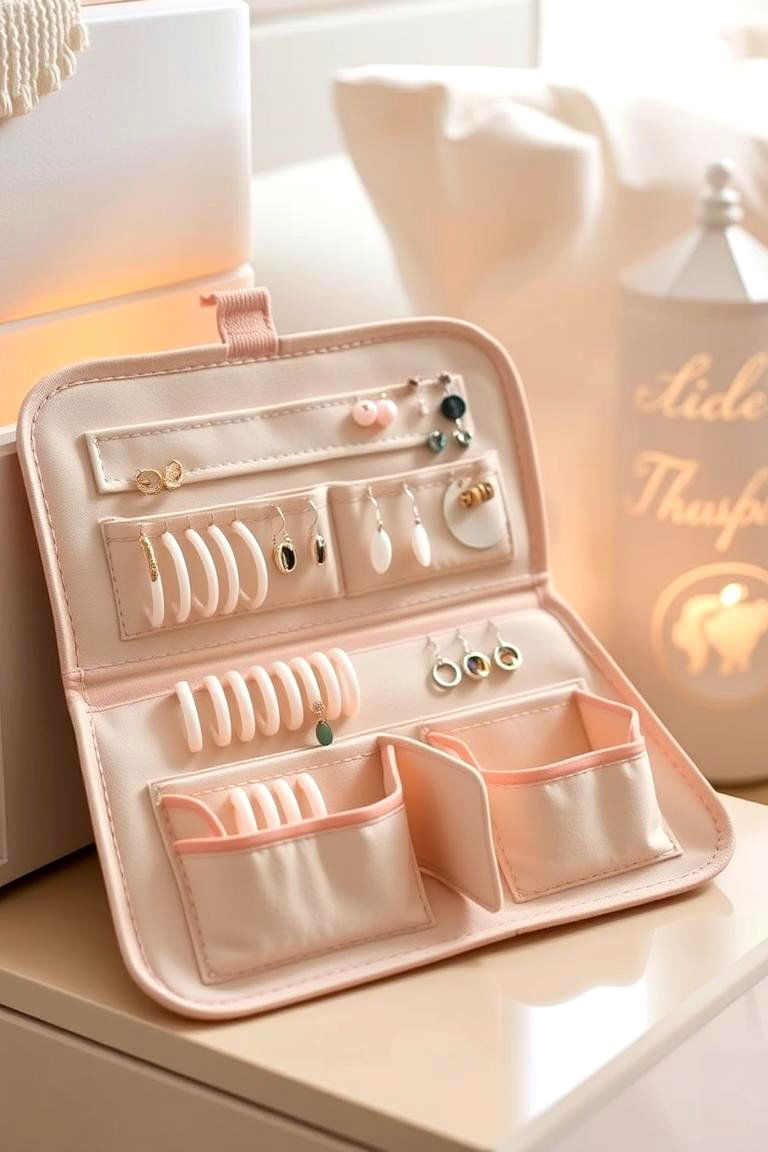 Fabric Pouch Organizer with Dividers - 24 Earring Storage Ideas