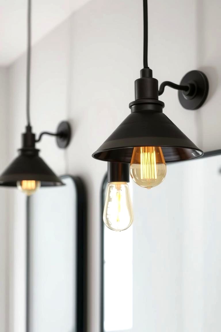Factory Style Lighting Fixtures - 24 Industrial Bathroom Ideas