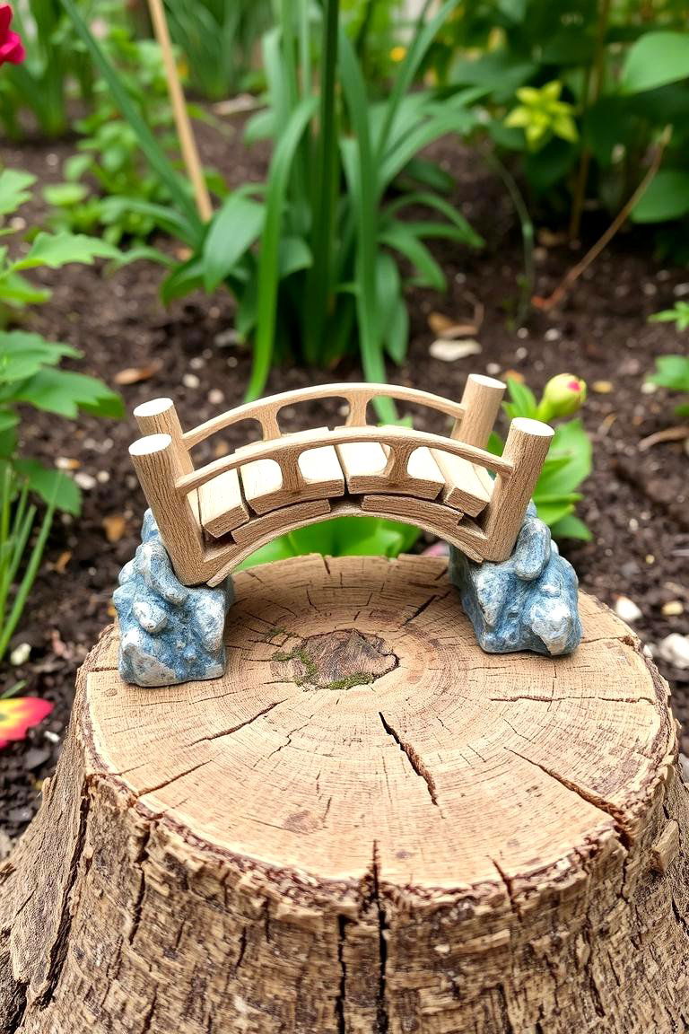 Fairy Bridge Escape - 24 Tree Stump Fairy Garden Ideas