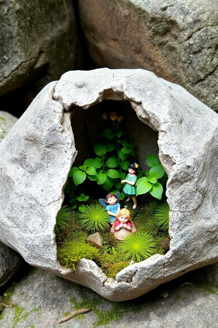 Fairy Garden in a Hollowed Out Rock - 24 Fairytale Wedding Ideas