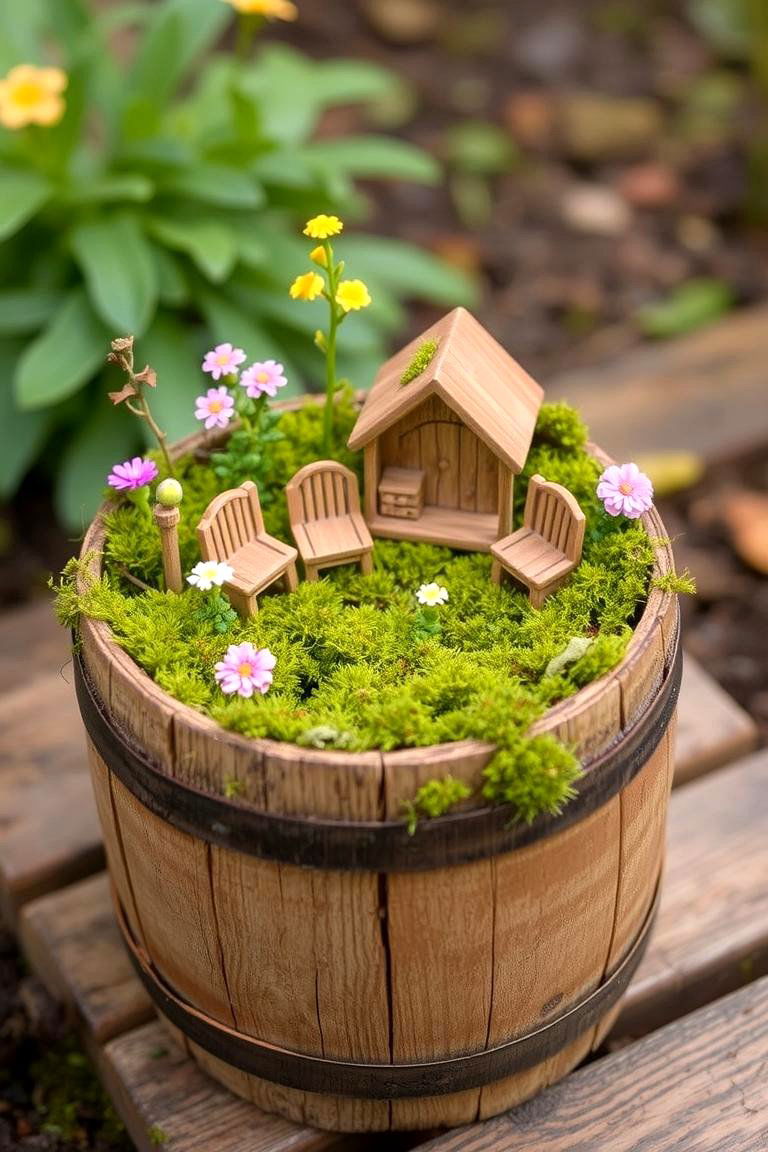 Fairy Garden in a Wooden Barrel - 24 Fairytale Wedding Ideas