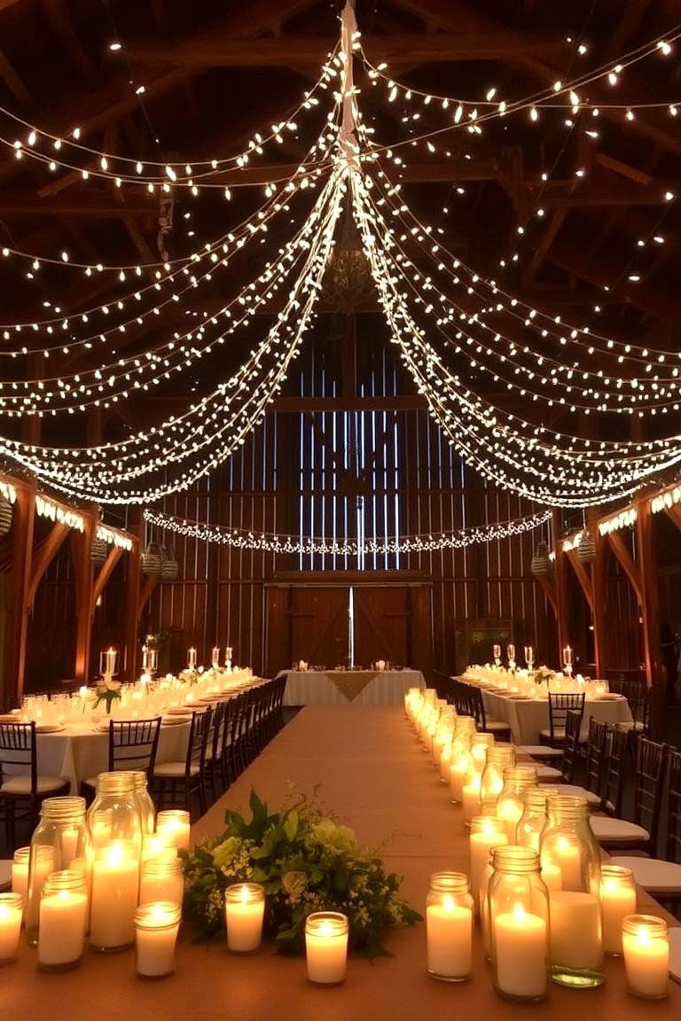 Fairy Lights and Candlelit Glow - 24 Barn Wedding Ideas