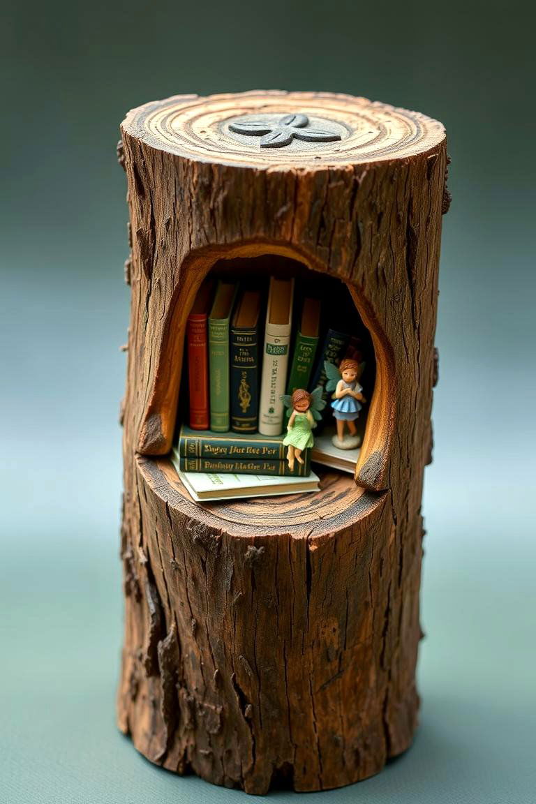 Fairy Tale Library - 24 Tree Stump Fairy Garden Ideas