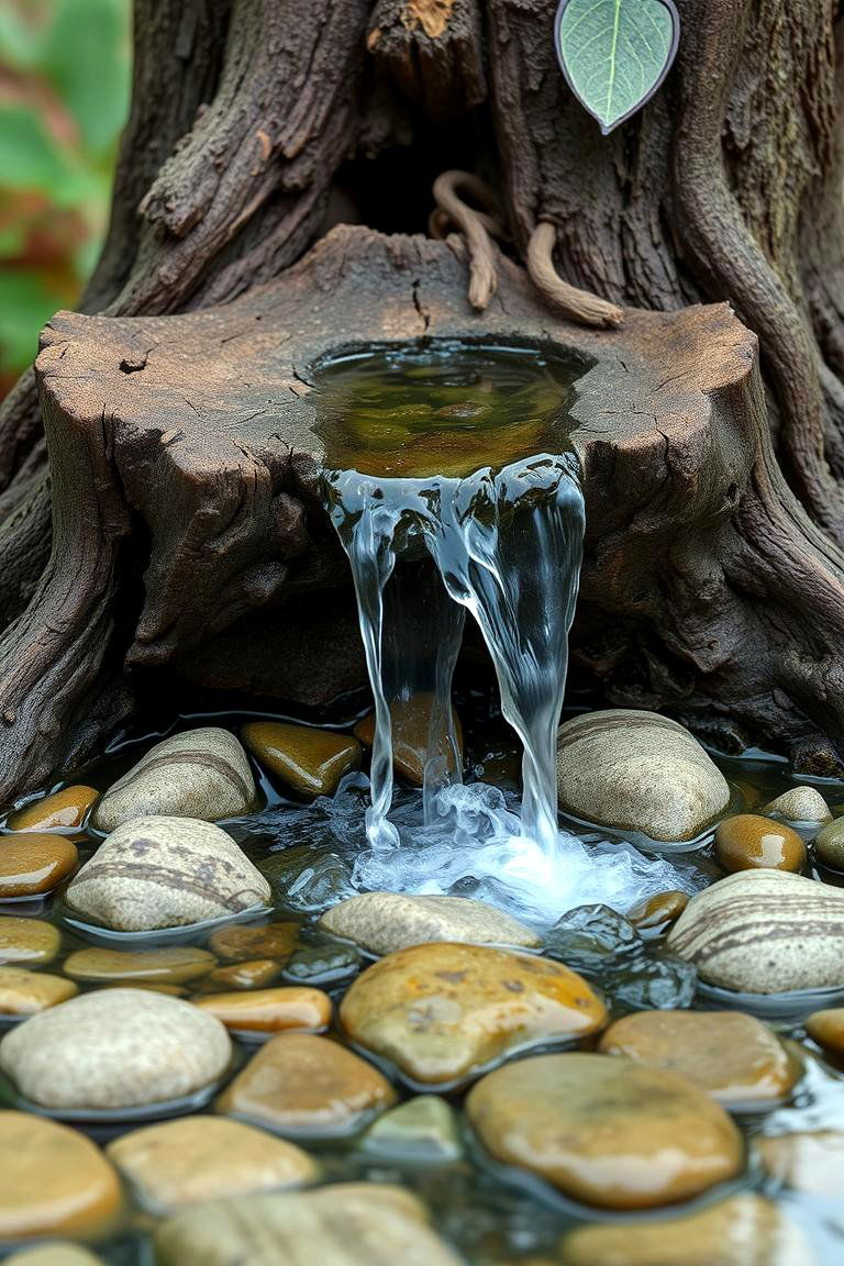 Fairytale Waterfall - 24 Tree Stump Fairy Garden Ideas