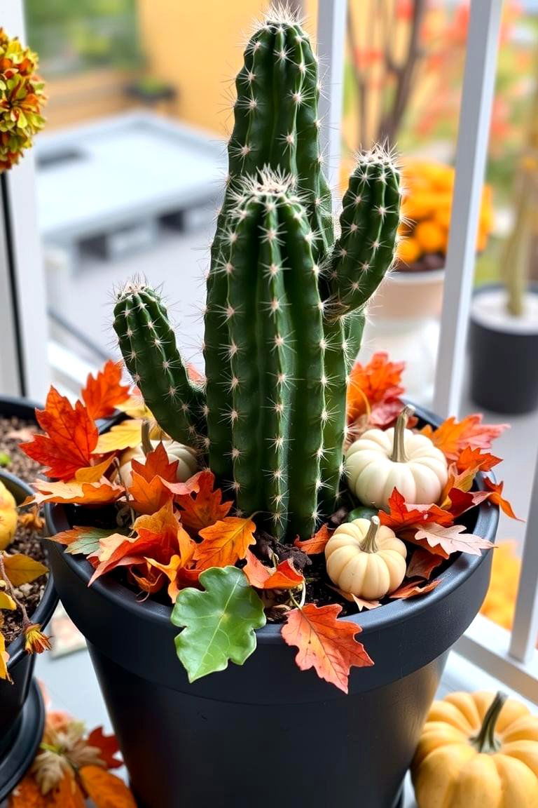 Fall Potted Cactus Display - 24 Fall Planter Ideas