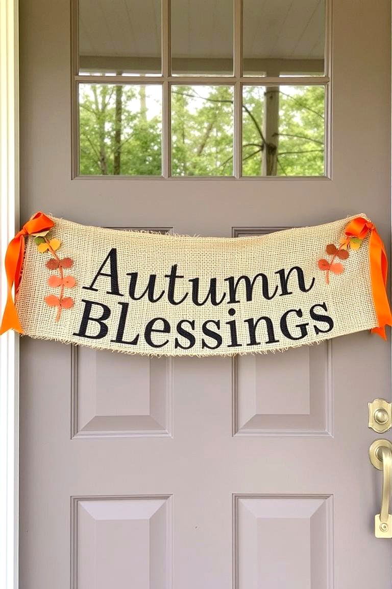 Fall Themed Burlap Banners - 24 Front Door Fall Decor Ideas