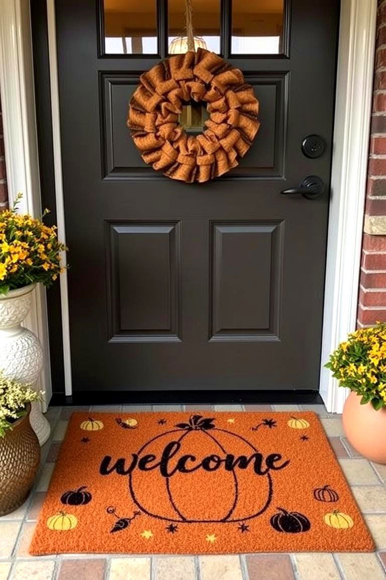 Fall Themed Doormats - 24 fall outdoor decorating ideas