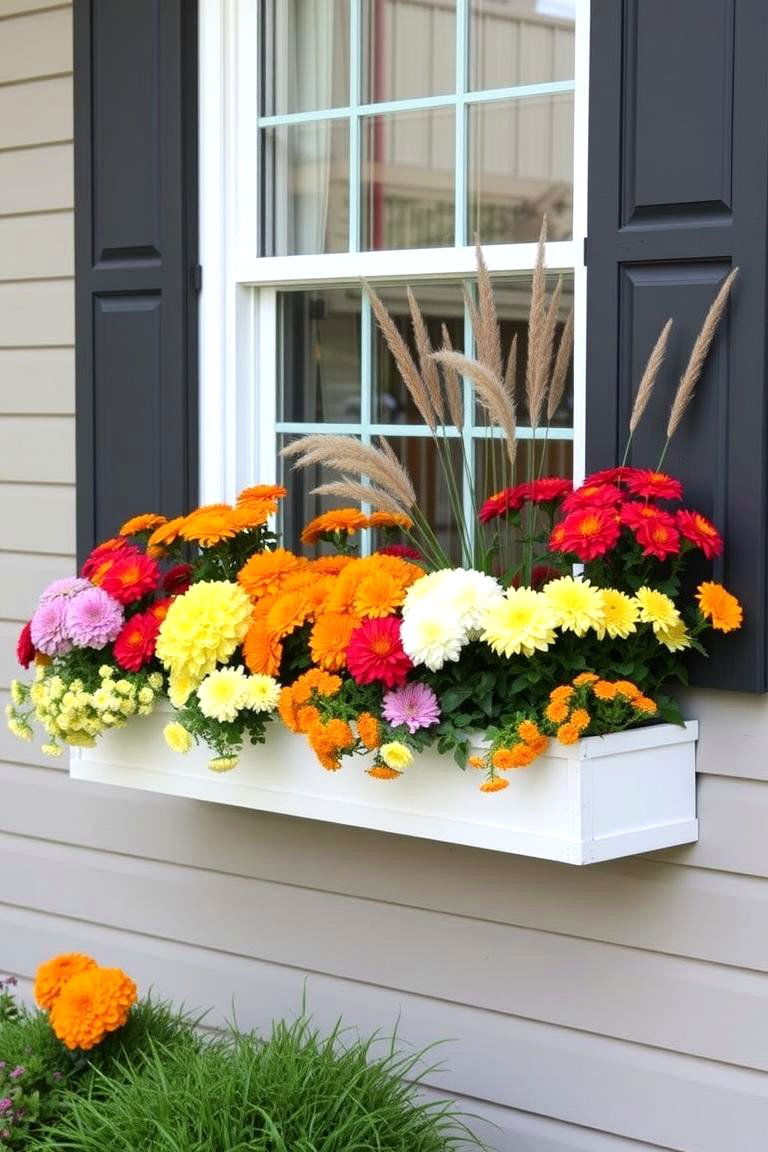 Fall Themed Window Boxes - 24 fall outdoor decorating ideas