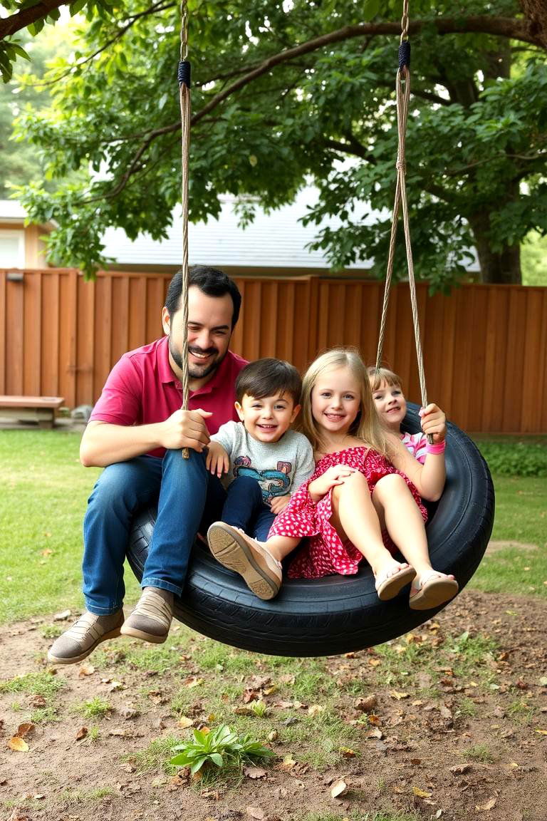 Family Bonding Tire Swing - 24 Tire Swing Ideas