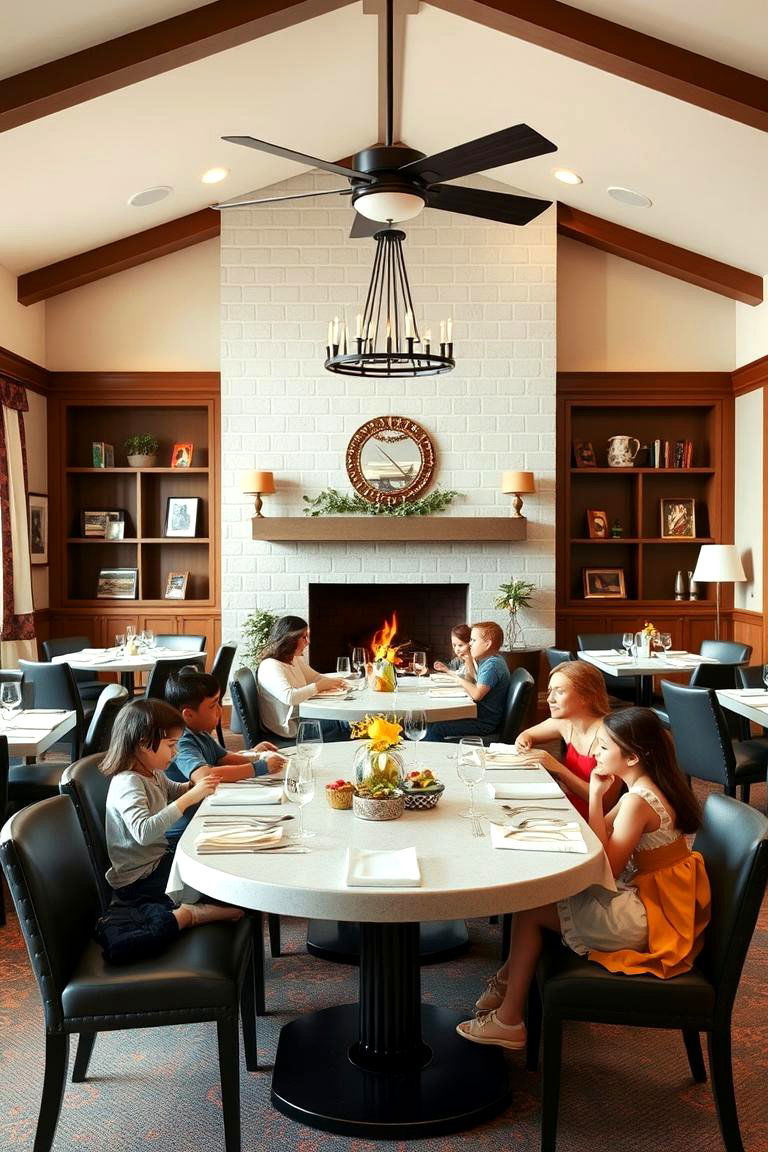 Family Centric Dining Room Setting - 24 Dining Room With Fireplace