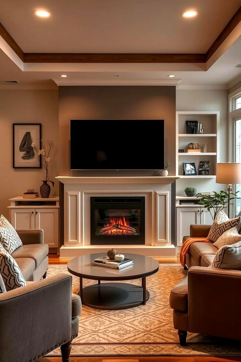 Family Entertainment Zone - 24 Electric Fireplace Ideas With Tv Above