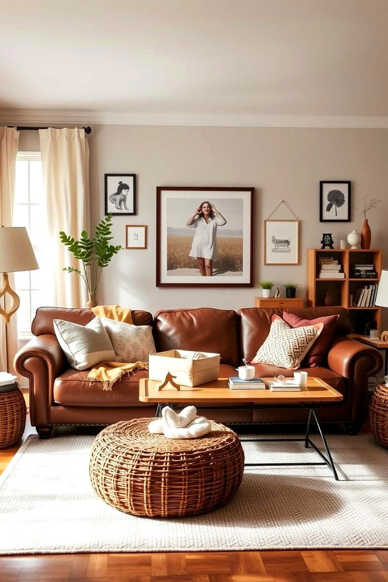 Family Friendly Haven - 24 Brown Leather Couch Living Room Ideas