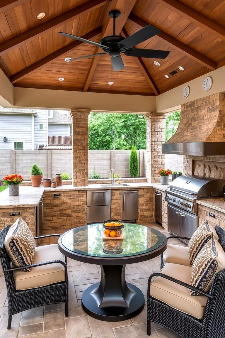 Family Friendly Kitchen with Dining Area - 24 L Shaped Outdoor Kitchen Ideas