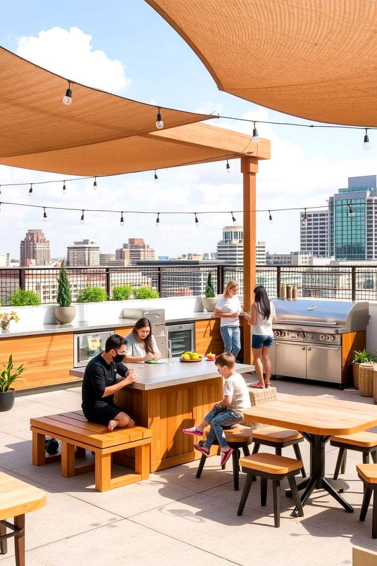 Family Friendly Outdoor Kitchen - 24 Rooftop Kitchen Ideas
