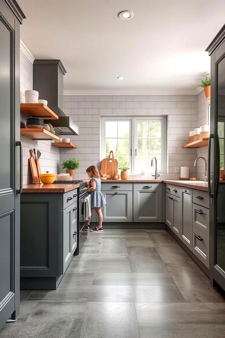 Family Friendly Practicality - 24 Kitchens With Grey Floors