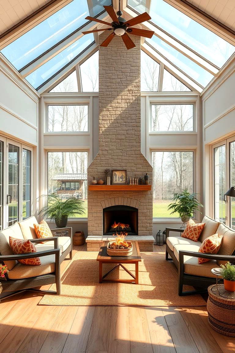 Family Friendly Sunroom - 24 Sunroom With Fireplace Ideas