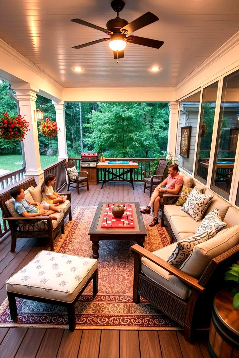 Family Game and Entertainment Zone - 24 Three Season Porch Ideas