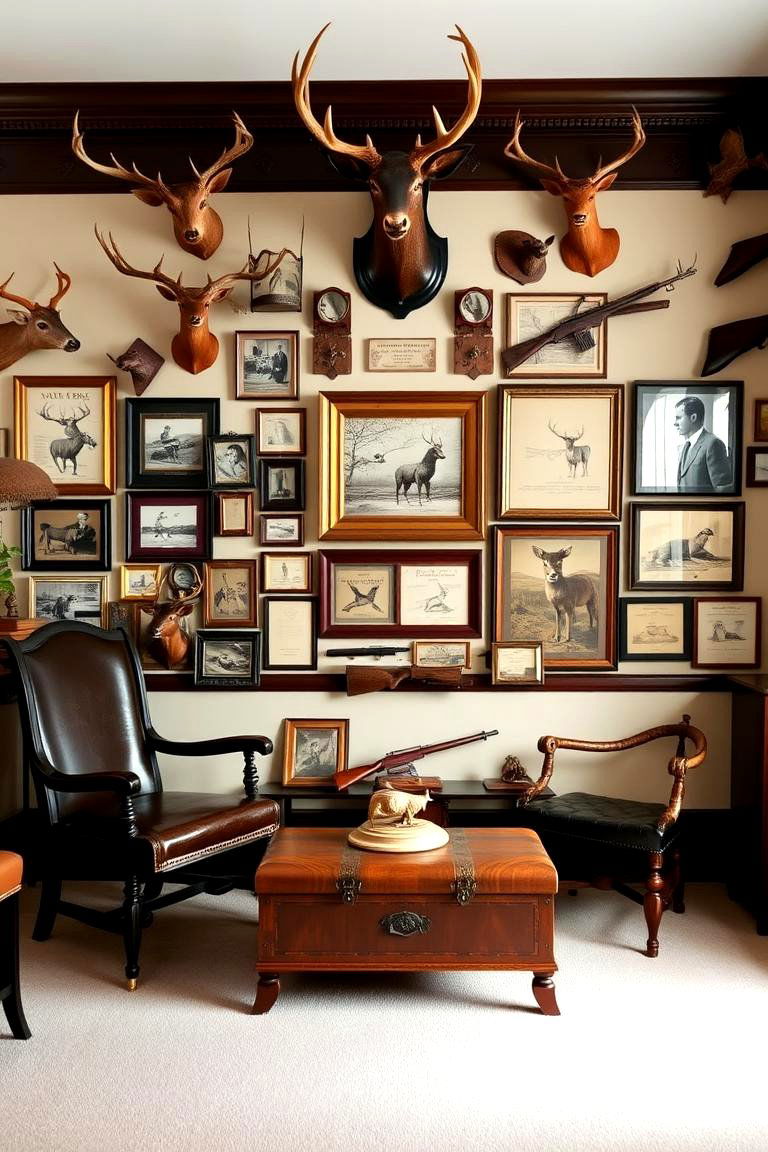 Family Heritage Wall - 24 Hunting Trophy Room Ideas