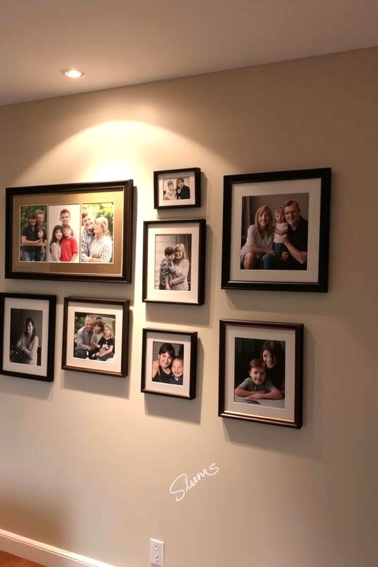 Family Picture Wall with Led Lighting - 24 Family Picture Wall Ideas