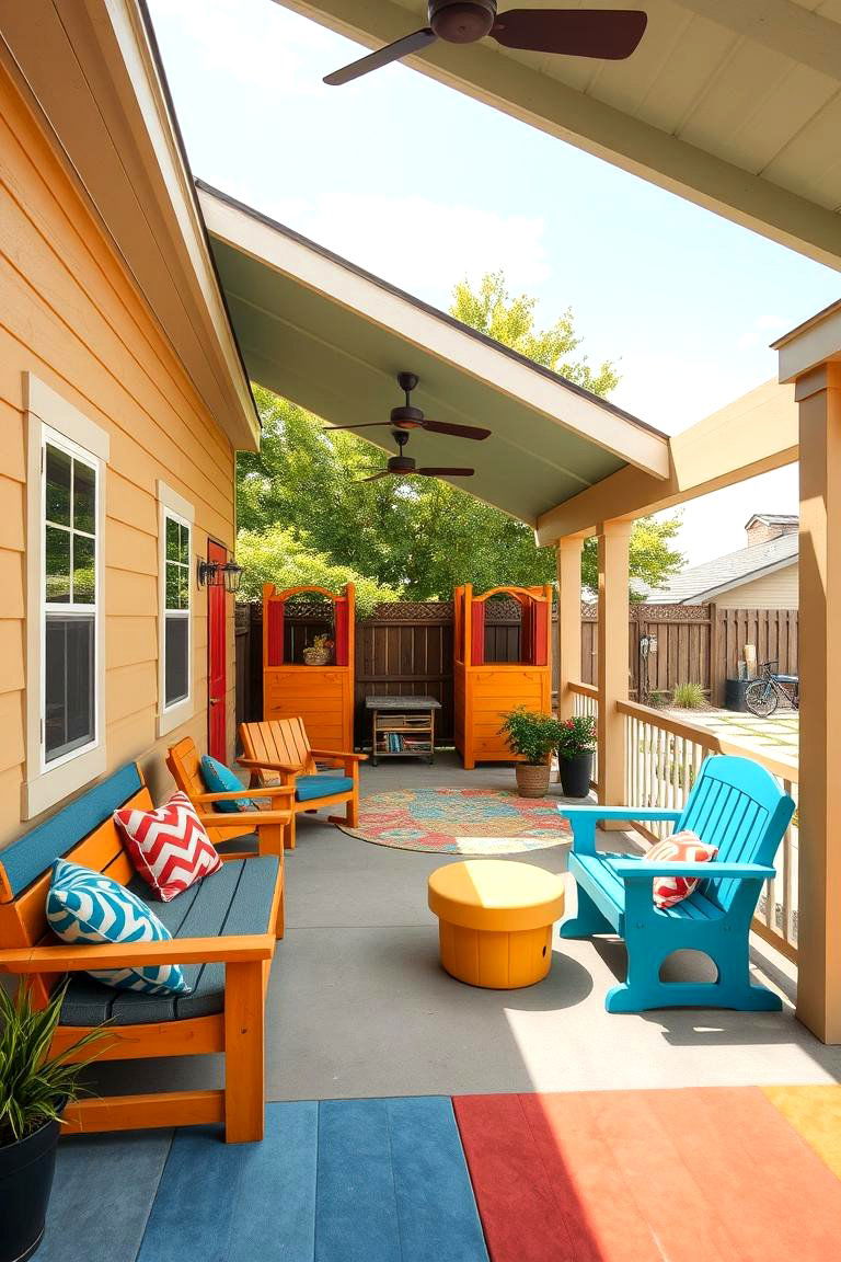 Family Play and Leisure Porch - 24 Mobile Home Porch Ideas