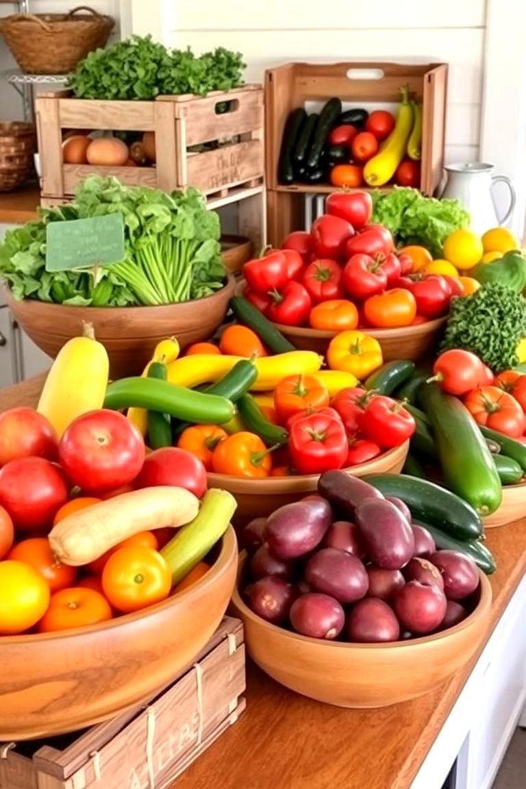 Farm Fresh Produce Display for a Natural Touch - 24 Farmhouse Kitchen Ideas