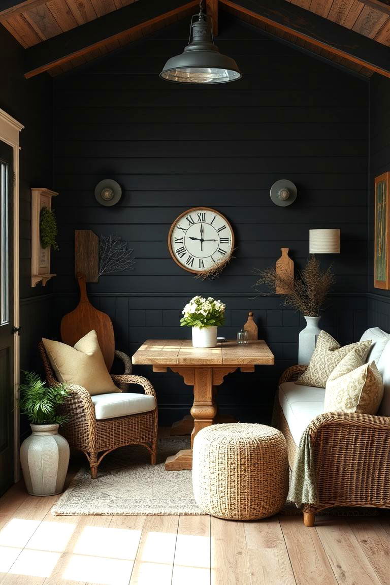 Farmhouse Charm with Black Shiplap - 24 Black Shiplap Wall Ideas