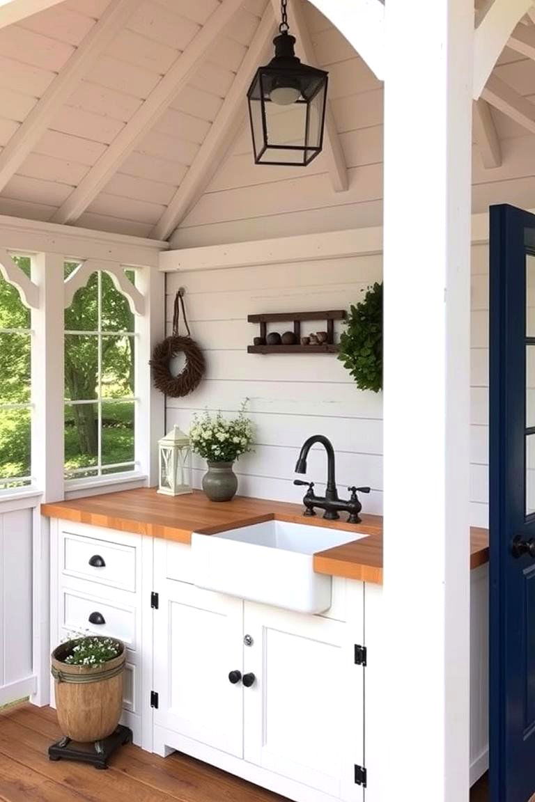 Farmhouse Chic Gazebo Kitchen - 24 Outdoor Kitchen with a Gazebo Ideas